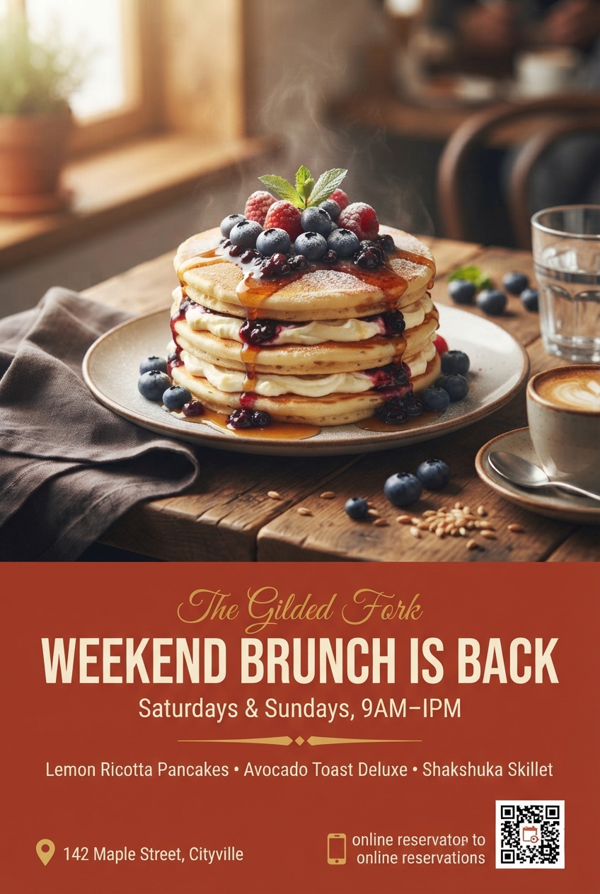 AI-generated example result for the marketing prompt: Restaurant Promotion Poster Design AI Prompts for Marketing